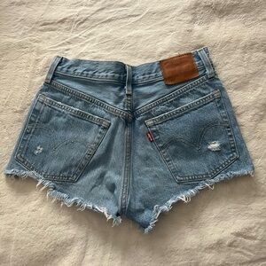 Levi's Women's Light Blue Frayed Denim Shorts